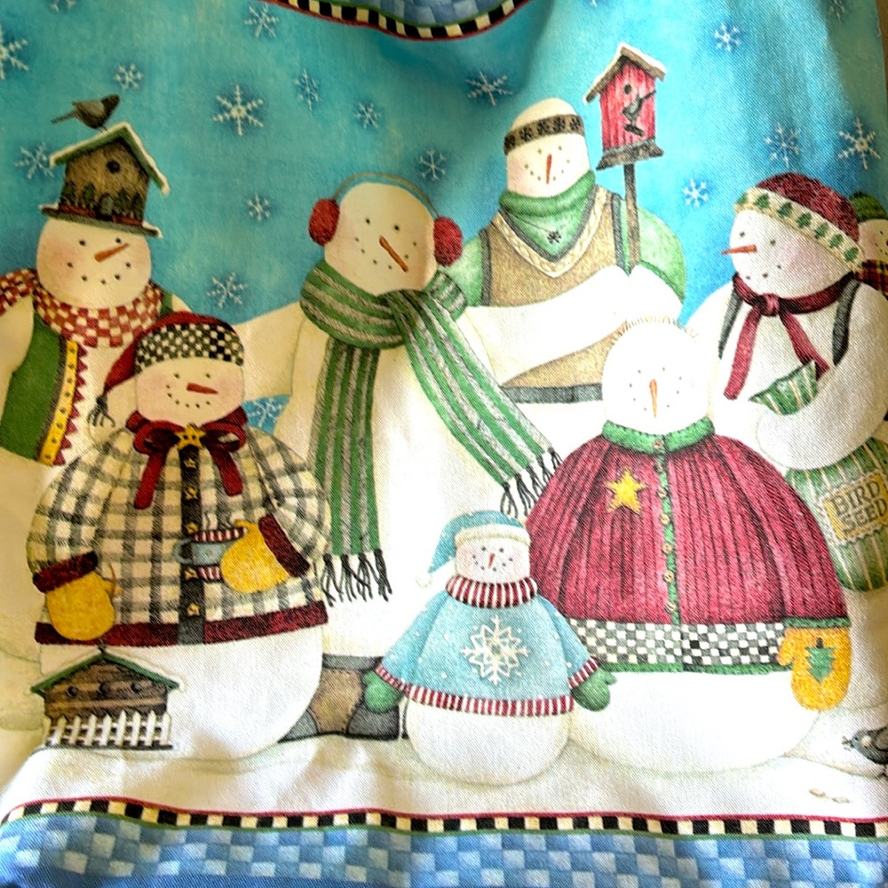 ❄️☃️DEBBIE MUMM SNOWMAN COTTON CANVAS TOTE by Fiddler’s Elbow - Picture 2 of 7
